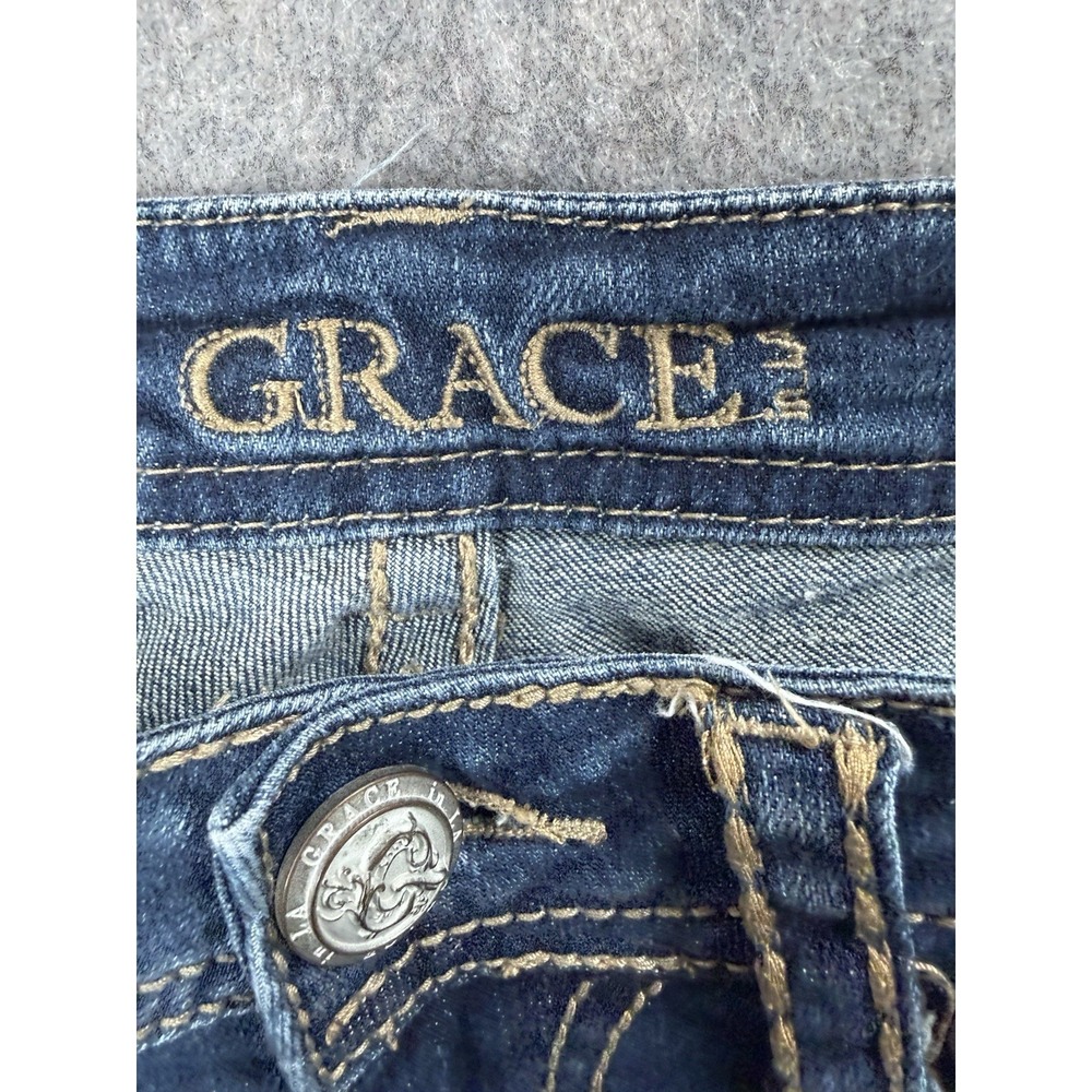 Grace In LA Jeans Women 27 Blue Denim Skinny Guitar Strap Southwest Native - Picture 7 of 11